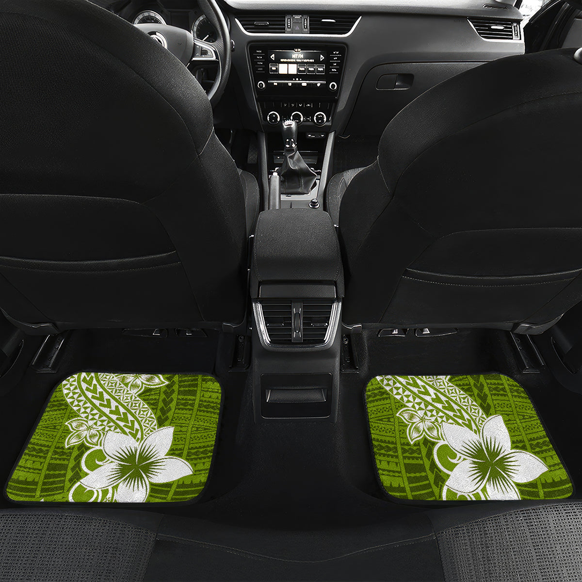 Hafa Adai Guam Car Mats Polynesian Olive Green Blue Pattern LT01 - Polynesian Pride