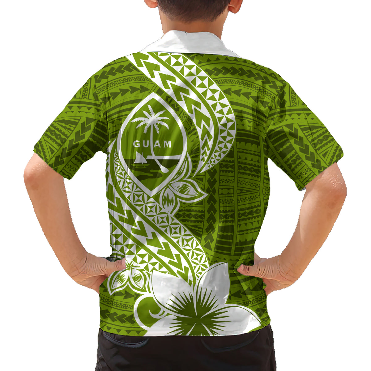 Hafa Adai Guam Hawaiian Shirt Polynesian Olive Green Blue Pattern LT01 - Polynesian Pride