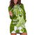 Hafa Adai Guam Hoodie Dress Polynesian Olive Green Blue Pattern LT01 Green - Polynesian Pride