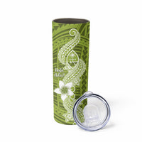 Hafa Adai Guam Skinny Tumbler Polynesian Olive Green Blue Pattern