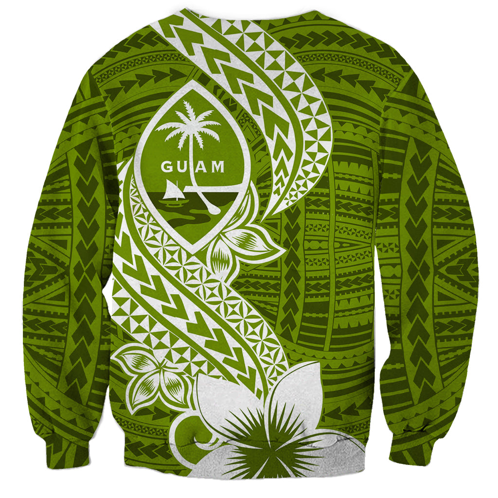Hafa Adai Guam Sweatshirt Polynesian Olive Green Blue Pattern LT01 - Polynesian Pride