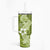 Hafa Adai Guam Tumbler With Handle Polynesian Olive Green Blue Pattern