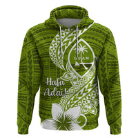 Hafa Adai Guam Zip Hoodie Polynesian Olive Green Blue Pattern LT01 Pullover Hoodie Green - Polynesian Pride