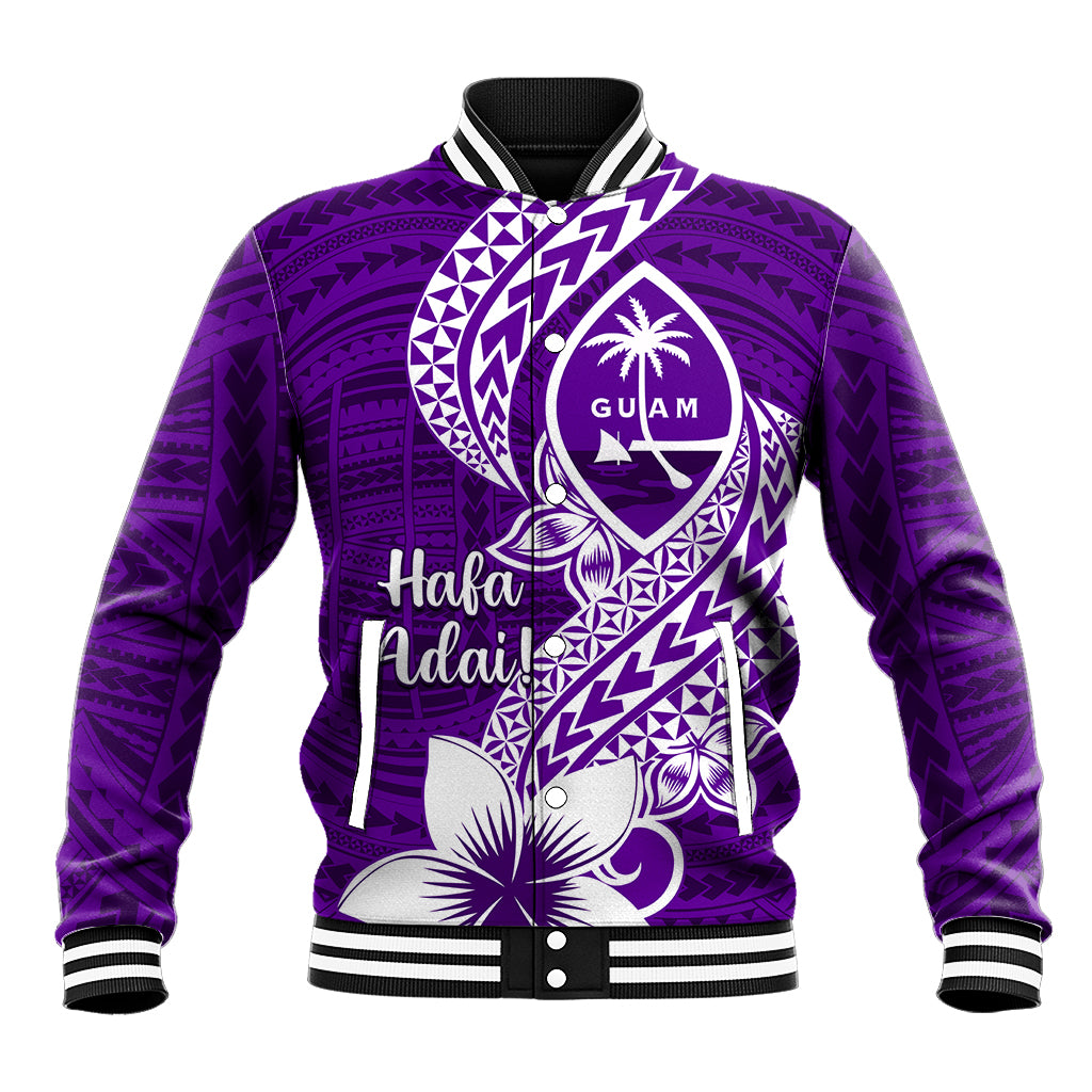 Hafa Adai Guam Baseball Jacket Polynesian Floral Purple Pattern LT01 Unisex Purple - Polynesian Pride