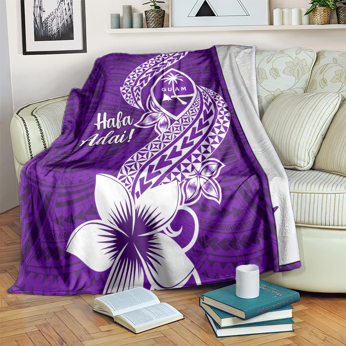 Hafa Adai Guam Blanket Polynesian Floral Purple Pattern LT01 - Polynesian Pride