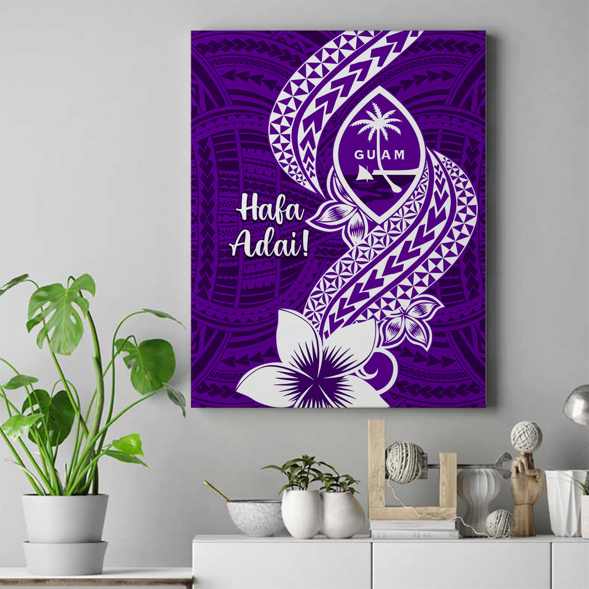 Hafa Adai Guam Canvas Wall Art Polynesian Floral Purple Pattern LT01 Purple - Polynesian Pride