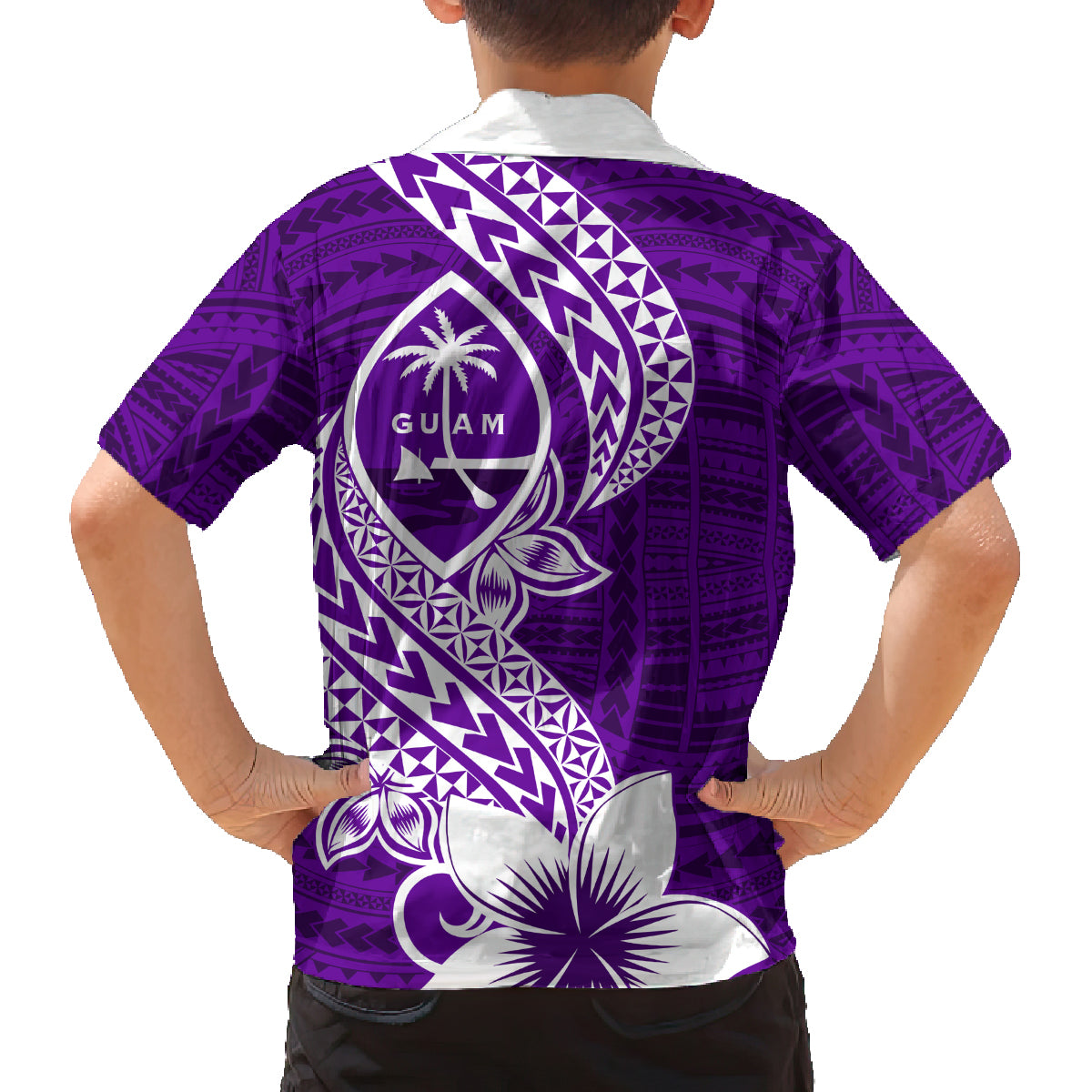 Hafa Adai Guam Family Matching Off Shoulder Maxi Dress and Hawaiian Shirt Polynesian Floral Purple Pattern LT01 - Polynesian Pride
