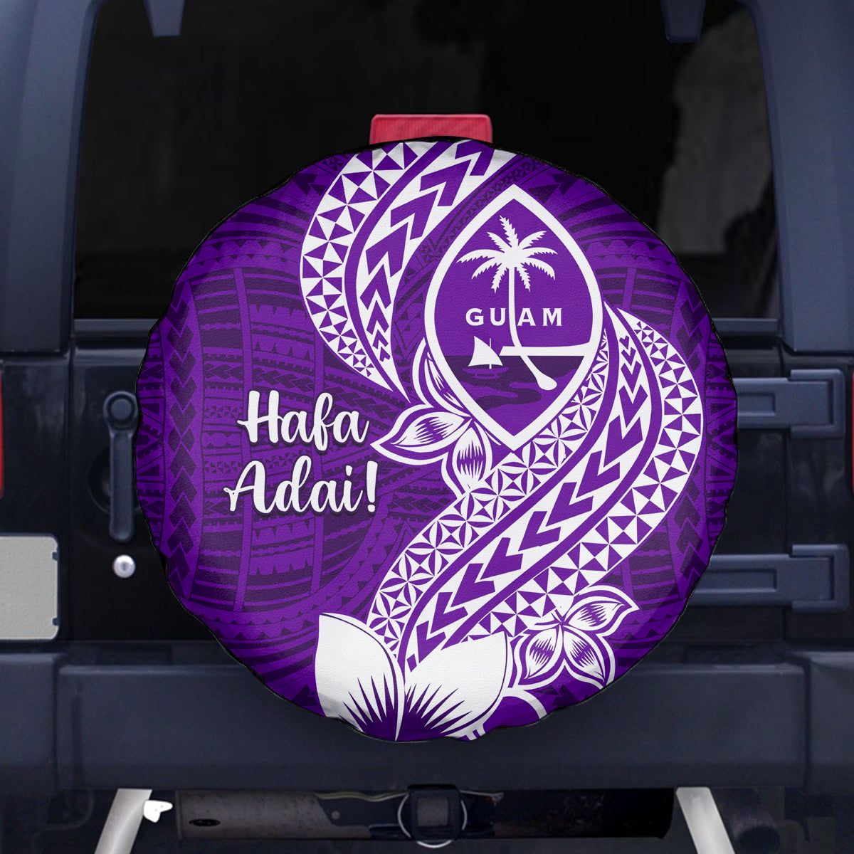 Hafa Adai Guam Spare Tire Cover Polynesian Floral Purple Pattern LT01 Purple - Polynesian Pride