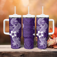 Hafa Adai Guam Tumbler With Handle Polynesian Floral Purple Pattern