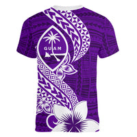 Hafa Adai Guam Women V Neck T Shirt Polynesian Floral Purple Pattern LT01 - Polynesian Pride