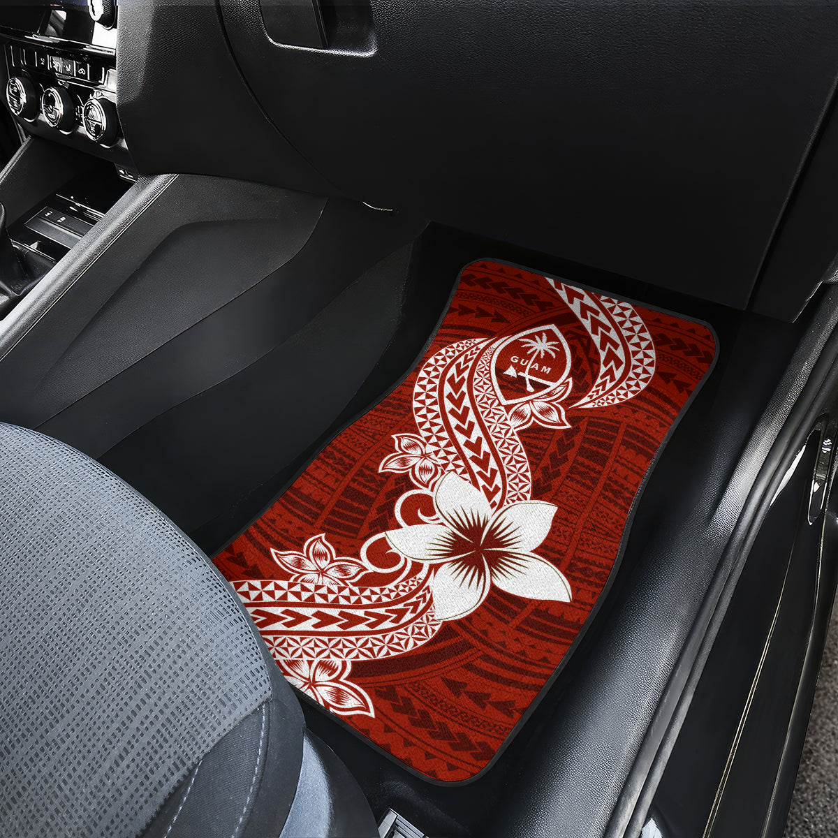Hafa Adai Guam Car Mats Polynesian Floral Red Pattern LT01 - Polynesian Pride