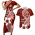 Hafa Adai Guam Couples Matching Short Sleeve Bodycon Dress and Hawaiian Shirt Polynesian Floral Red Pattern LT01 Red - Polynesian Pride