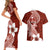 Hafa Adai Guam Couples Matching Short Sleeve Bodycon Dress and Hawaiian Shirt Polynesian Floral Red Pattern LT01 - Polynesian Pride