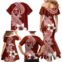 Hafa Adai Guam Family Matching Mermaid Dress and Hawaiian Shirt Polynesian Floral Red Pattern LT01 - Polynesian Pride