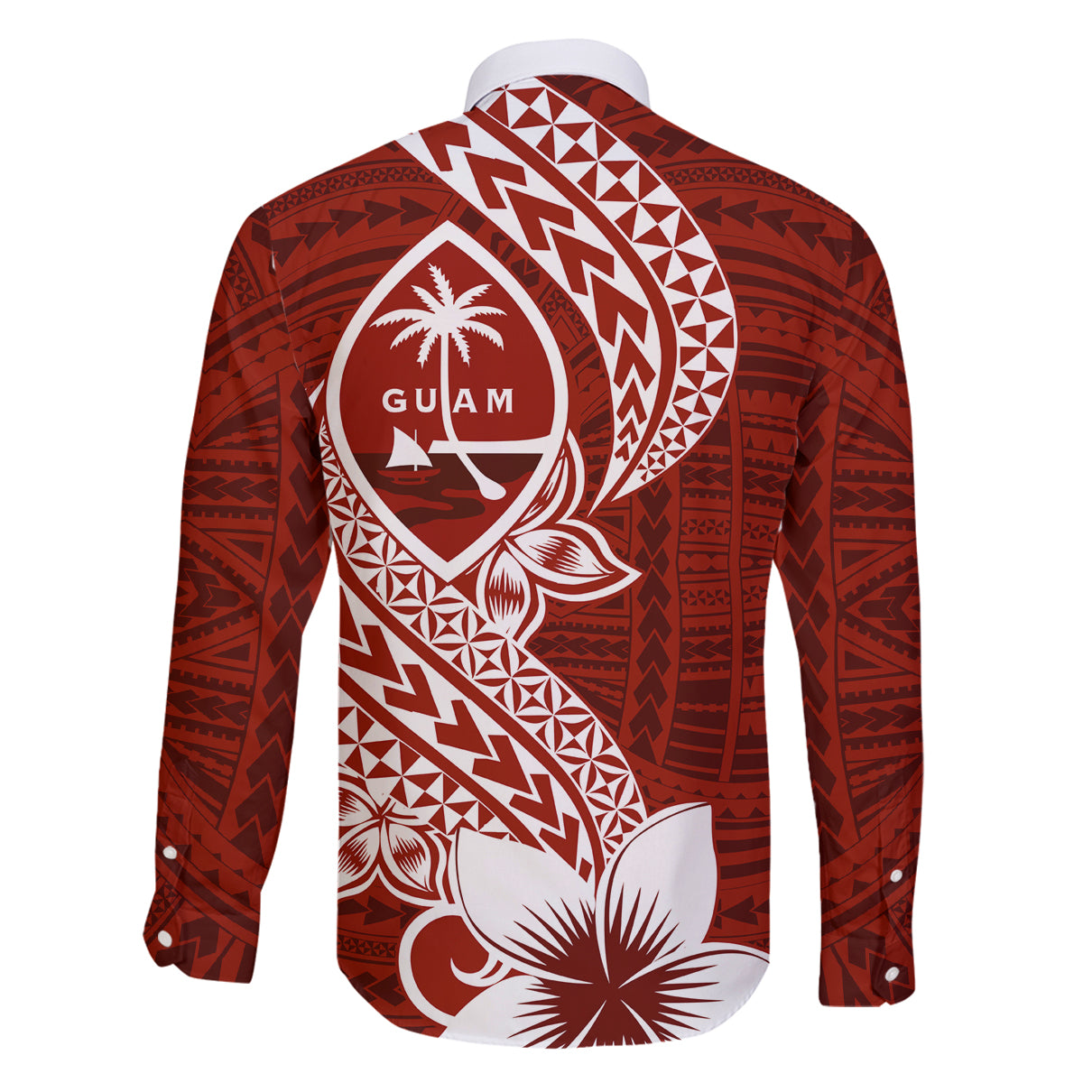 Hafa Adai Guam Family Matching Off Shoulder Maxi Dress and Hawaiian Shirt Polynesian Floral Red Pattern LT01 - Polynesian Pride