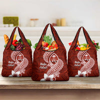 Hafa Adai Guam Grocery Bag Polynesian Floral Red Pattern