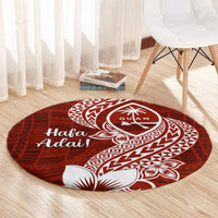 Hafa Adai Guam Round Carpet Polynesian Floral Red Pattern LT01 - Polynesian Pride