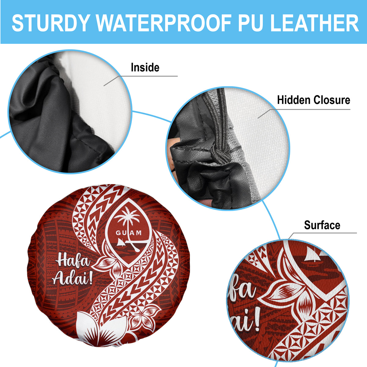 Hafa Adai Guam Spare Tire Cover Polynesian Floral Red Pattern LT01 - Polynesian Pride