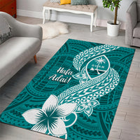Hafa Adai Guam Area Rug Polynesian Floral Teal Pattern LT01 - Polynesian Pride