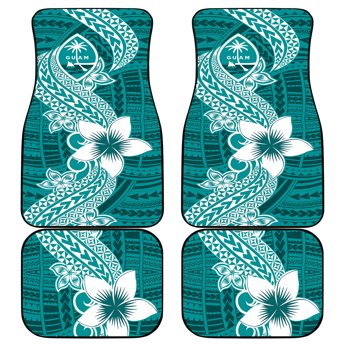 Hafa Adai Guam Car Mats Polynesian Floral Teal Pattern LT01 Teal - Polynesian Pride