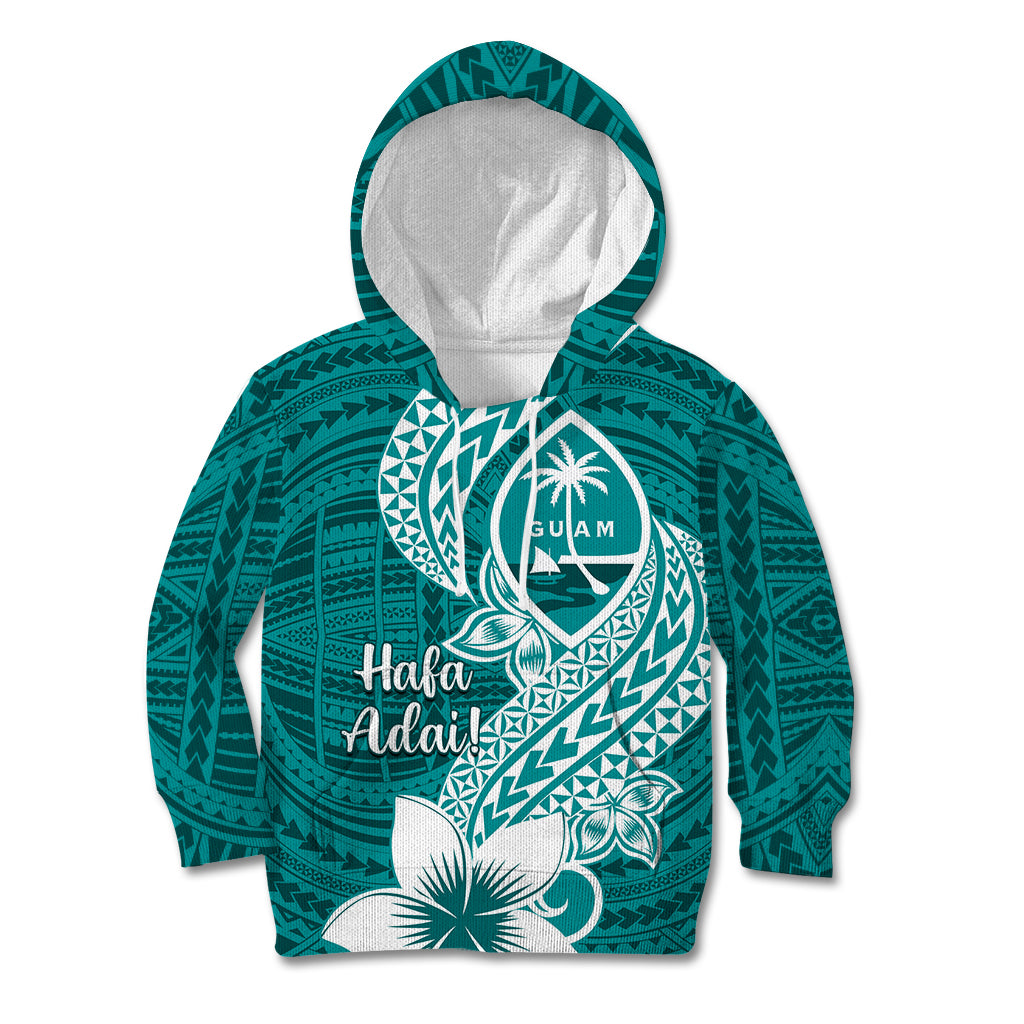 Hafa Adai Guam Kid Hoodie Polynesian Floral Teal Pattern LT01 Hoodie Teal - Polynesian Pride