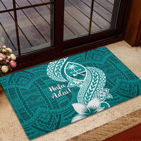 Hafa Adai Guam Rubber Doormat Polynesian Floral Teal Pattern LT01 - Polynesian Pride