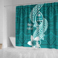 Hafa Adai Guam Shower Curtain Polynesian Floral Teal Pattern LT01 - Polynesian Pride