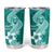 Hafa Adai Guam Tumbler Cup Polynesian Floral Teal Pattern