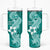 Hafa Adai Guam Tumbler With Handle Polynesian Floral Teal Pattern