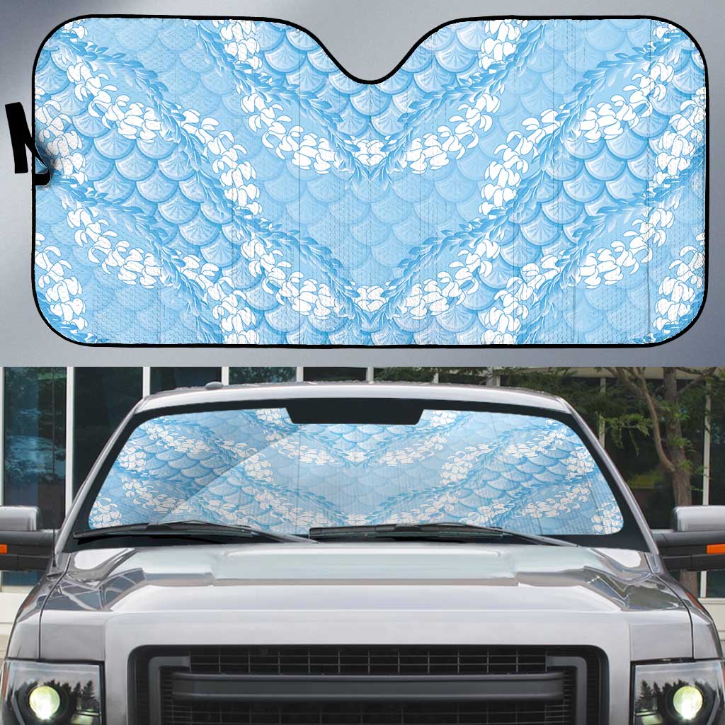 Baby Blue Mermaid Puakenikeni Maile Lei Auto Sun Shade