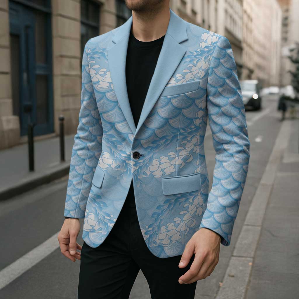 Baby Blue Mermaid Puakenikeni Maile Lei Blazer LT01 - Polynesian Pride