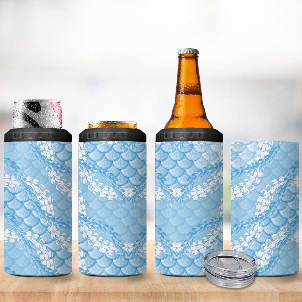 Baby Blue Mermaid Puakenikeni Maile Lei 4 in 1 Can Cooler Tumbler LT01 - Polynesian Pride