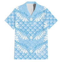Baby Blue Mermaid Puakenikeni Maile Lei Family Matching Puletasi and Hawaiian Shirt LT01 Dad's Shirt - Short Sleeve Blue - Polynesian Pride
