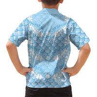 Baby Blue Mermaid Puakenikeni Maile Lei Family Matching Summer Maxi Dress and Hawaiian Shirt LT01 - Polynesian Pride