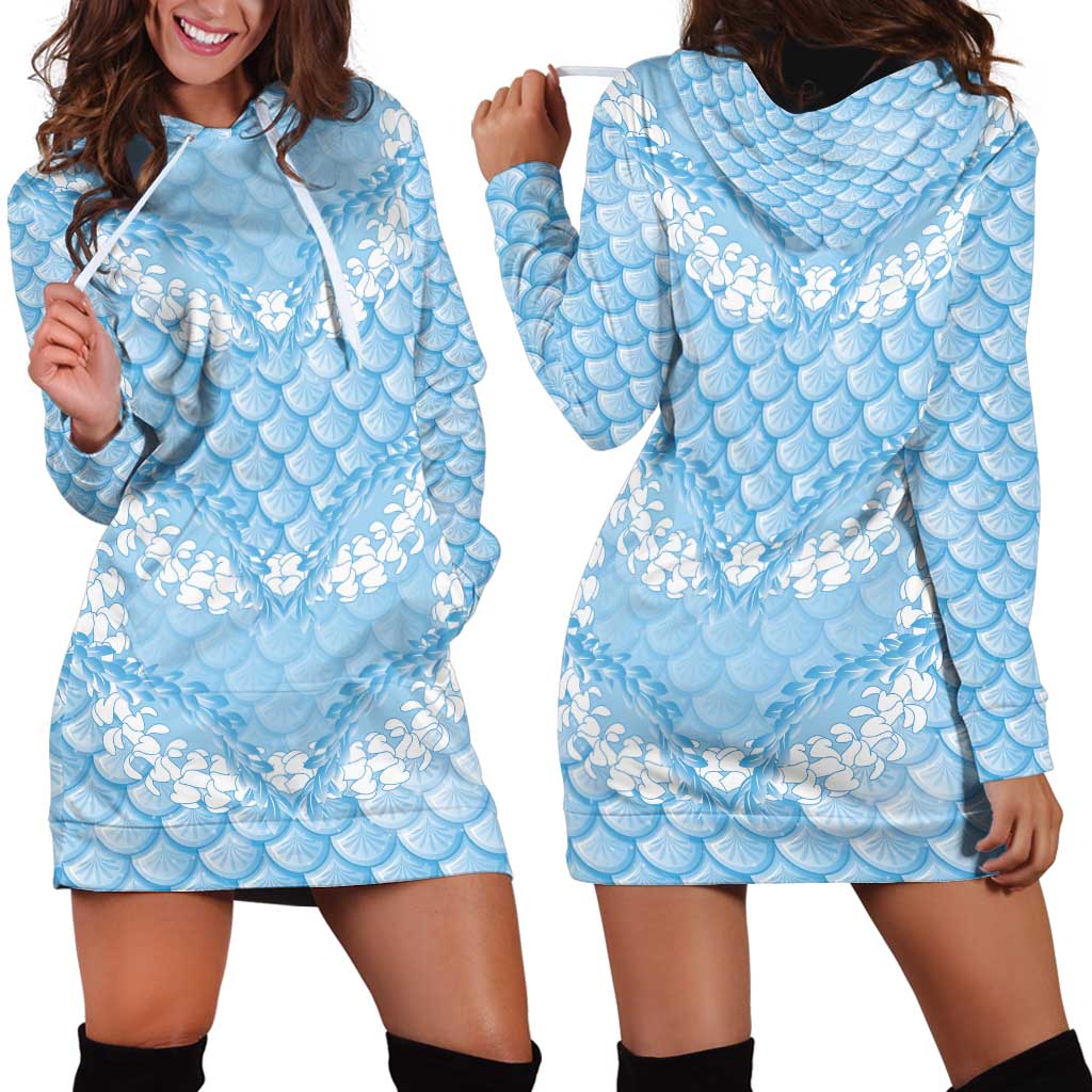 Baby Blue Mermaid Puakenikeni Maile Lei Hoodie Dress LT01 - Polynesian Pride