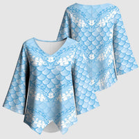 Baby Blue Mermaid Puakenikeni Maile Lei Kimono Sleeve Blouse LT01 - Polynesian Pride