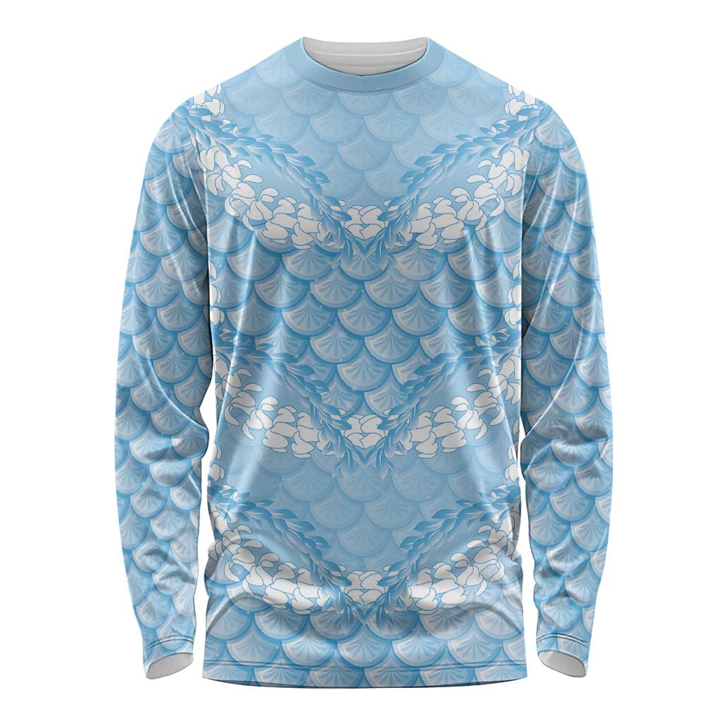 Baby Blue Mermaid Puakenikeni Maile Lei Long Sleeve Shirt