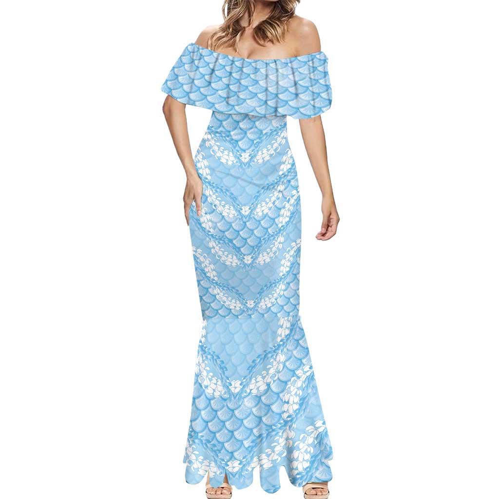 Baby Blue Mermaid Puakenikeni Maile Lei Mermaid Dress