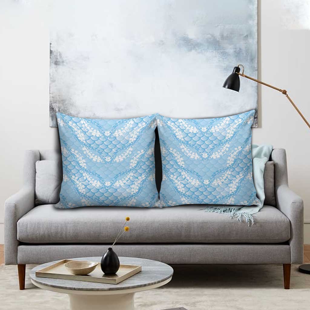 Baby Blue Mermaid Puakenikeni Maile Lei Pillow Cover LT01 - Polynesian Pride