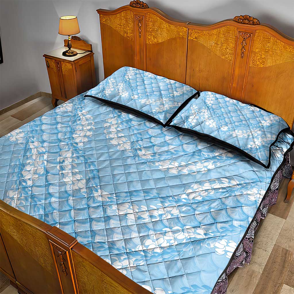 Baby Blue Mermaid Puakenikeni Maile Lei Quilt Bed Set LT01 - Polynesian Pride