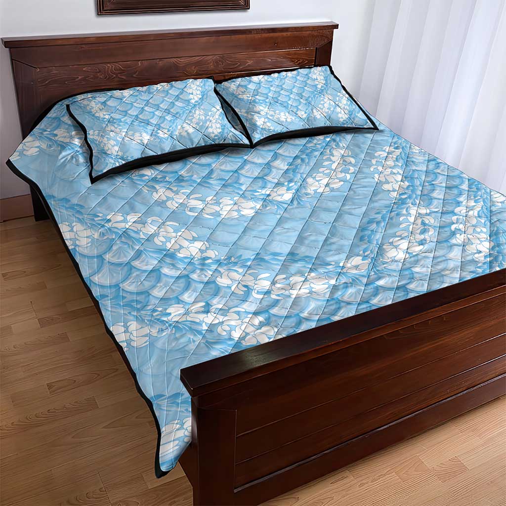 Baby Blue Mermaid Puakenikeni Maile Lei Quilt Bed Set LT01 - Polynesian Pride