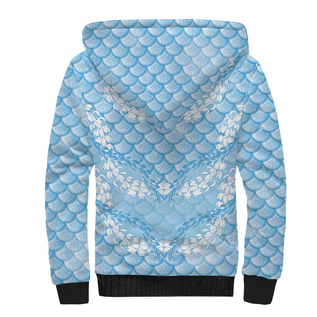 Baby Blue Mermaid Puakenikeni Maile Lei Sherpa Hoodie LT01 - Polynesian Pride