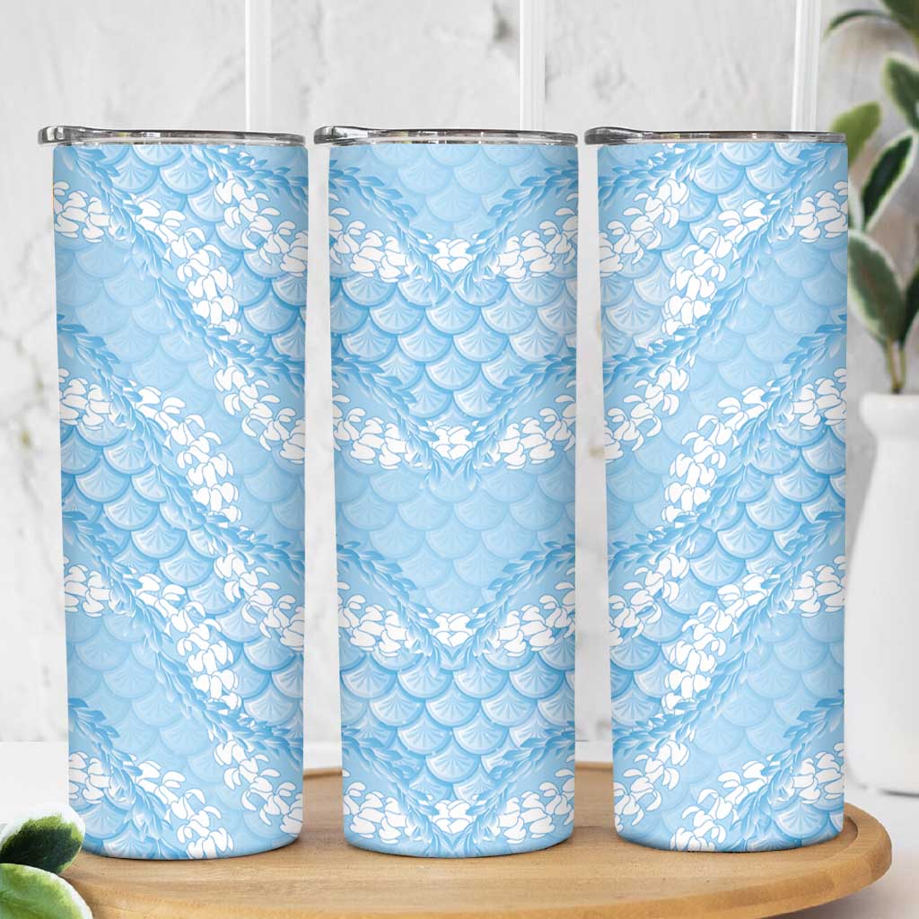 Baby Blue Mermaid Puakenikeni Maile Lei Skinny Tumbler LT01 - Polynesian Pride