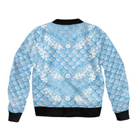 Baby Blue Mermaid Puakenikeni Maile Lei Sleeve Zip Bomber Jacket LT01 - Polynesian Pride