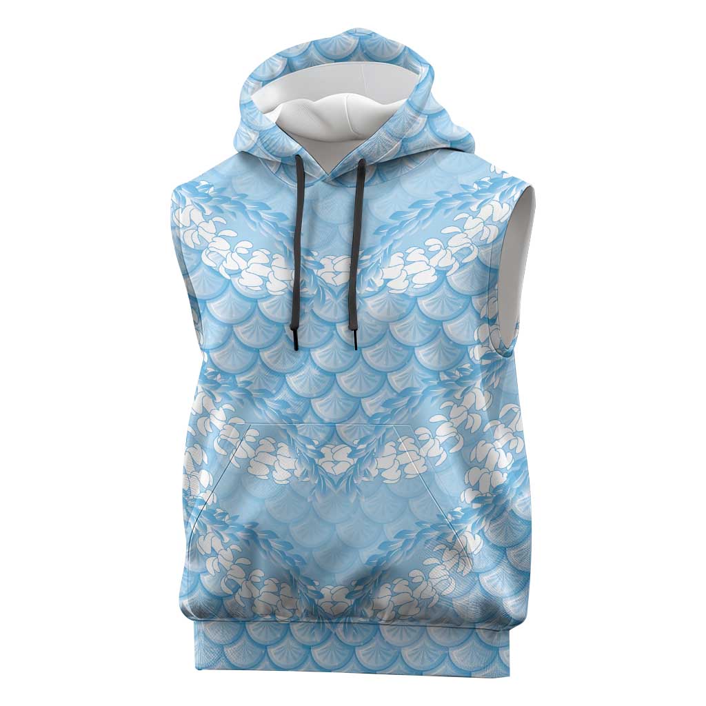 Baby Blue Mermaid Puakenikeni Maile Lei Sleeveless Hoodie