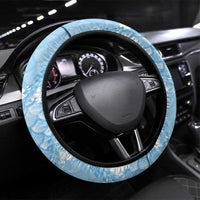 Baby Blue Mermaid Puakenikeni Maile Lei Steering Wheel Cover LT01 Universal Fit Blue - Polynesian Pride
