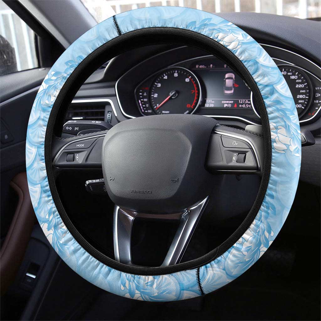 Baby Blue Mermaid Puakenikeni Maile Lei Steering Wheel Cover LT01 - Polynesian Pride