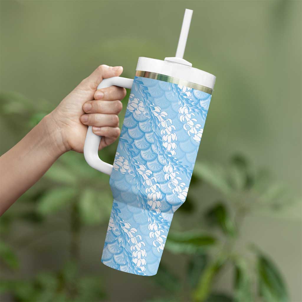 Baby Blue Mermaid Puakenikeni Maile Lei Tumbler With Handle