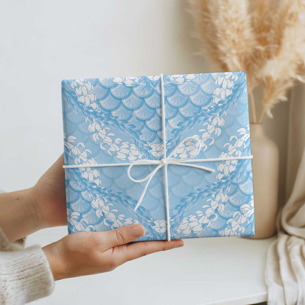 Baby Blue Mermaid Puakenikeni Maile Lei Wrapping Paper