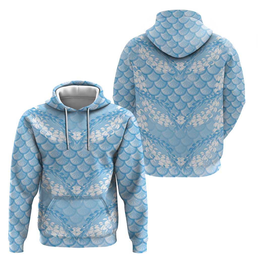 Baby Blue Mermaid Puakenikeni Maile Lei Zip Hoodie
